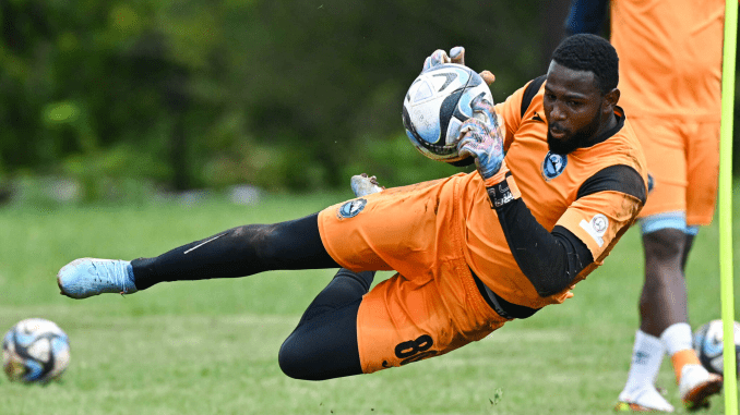 Salim Magoola of Richards Bay FC at the Richards Bay 2023 Carling Knockout media day, held on November 2, 2023, at Empangeni High School Fields in KwaZulu-Natal