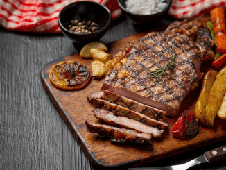 grilled-beef-steak-dark-wooden-